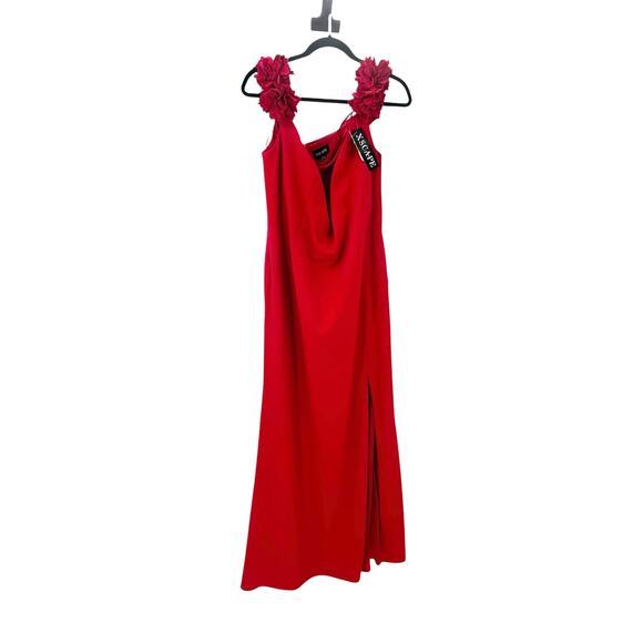 Xscape Off-the-Shoulder Scuba Crepe Gown Dress Sleeveless Red Plus Size 18W NWT - Picture 5 of 12